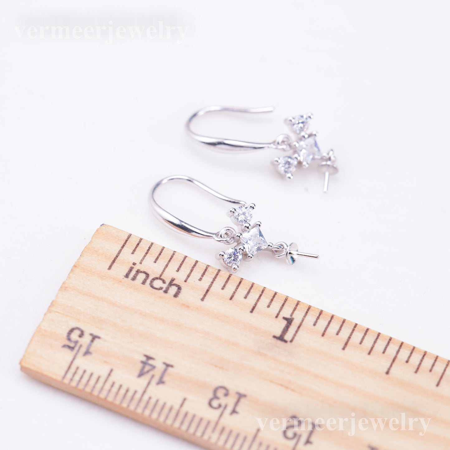 e010915 S925 pearl earring 925 sterling silver DIY 7-8mm Natural Freshwater pearl stud earring for women