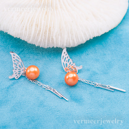 e010918 S925 pearl earring 925 sterling silver DIY 7-8mm Natural Freshwater pearl stud earring for women