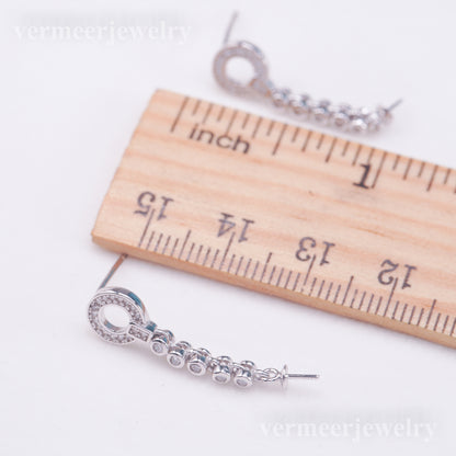 e010922 S925 pearl earring 925 sterling silver DIY 7-8mm Natural Freshwater pearl stud earring for women