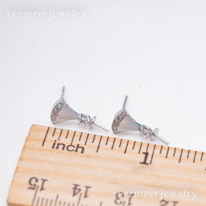 e010923 S925 pearl earring 925 sterling silver DIY 7-8mm Natural Freshwater pearl stud earring for women