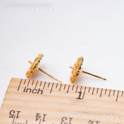 e010924 S925 pearl earring 925 sterling silver DIY 7-8mm Natural Freshwater pearl stud earring for women