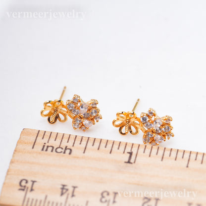 e010926 S925 pearl earring 925 sterling silver DIY 7-8mm Natural Freshwater pearl stud earring for women