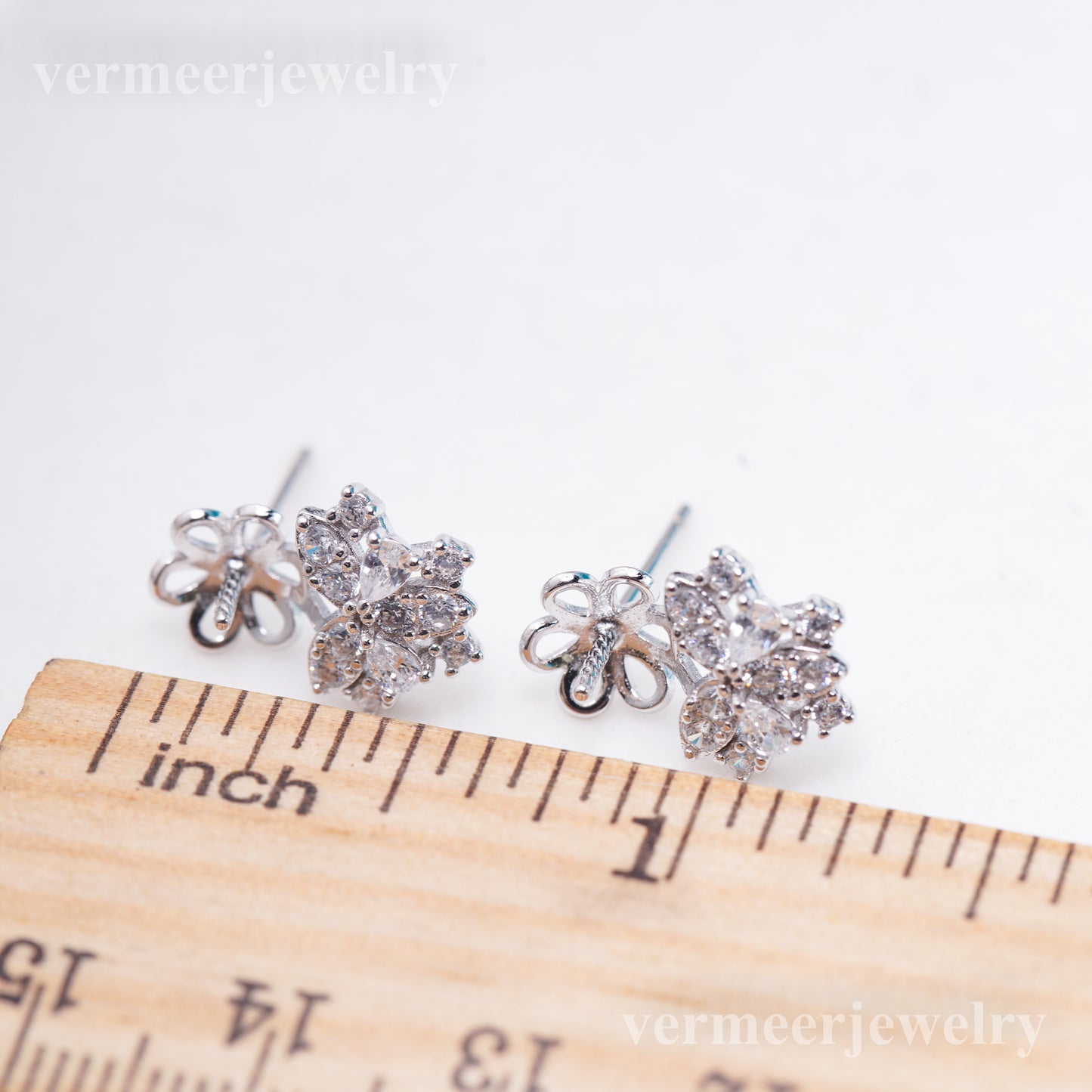 e010926 S925 pearl earring 925 sterling silver DIY 7-8mm Natural Freshwater pearl stud earring for women