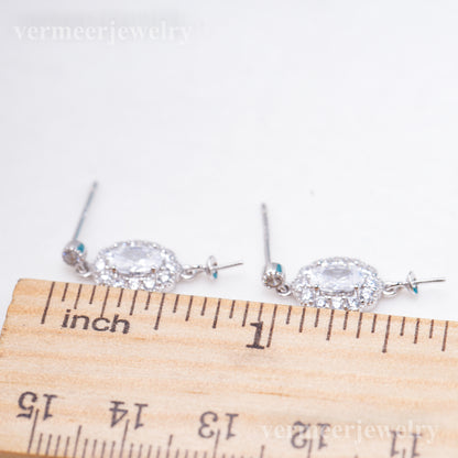 e010927 S925 pearl earring 925 sterling silver DIY 7-8mm Natural Freshwater pearl stud earring for women