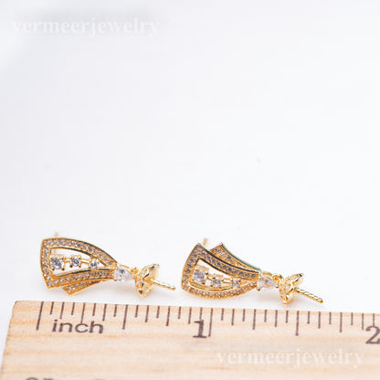 e010932 S925 pearl earring 925 sterling silver DIY 7-8mm Natural Freshwater pearl stud earring for women