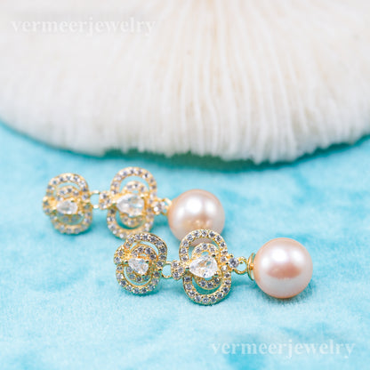 e010933 S925 pearl earring 925 sterling silver DIY 7-8mm Natural Freshwater pearl stud earring for women