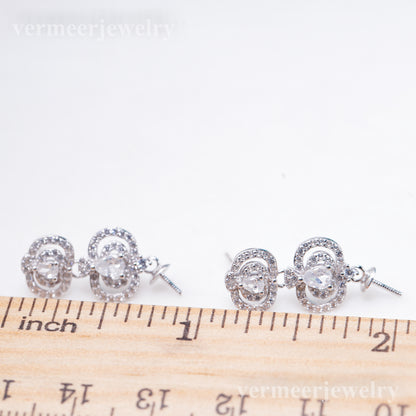 e010933 S925 pearl earring 925 sterling silver DIY 7-8mm Natural Freshwater pearl stud earring for women