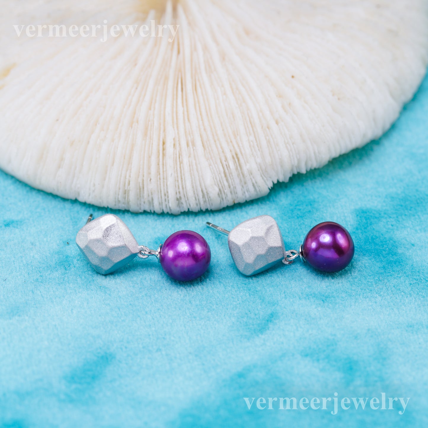 e010935 S925 pearl earring 925 sterling silver DIY 7-8mm Natural Freshwater pearl stud earring for women