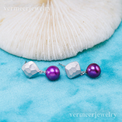 e010935 S925 pearl earring 925 sterling silver DIY 7-8mm Natural Freshwater pearl stud earring for women