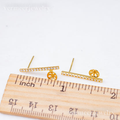 e010937 S925 pearl earring 925 sterling silver DIY 7-8mm Natural Freshwater pearl stud earring for women