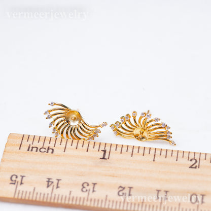 e010938 S925 pearl earring 925 sterling silver DIY 7-8mm Natural Freshwater pearl stud earring for women