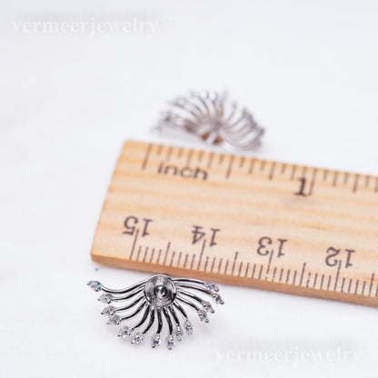 e010938 S925 pearl earring 925 sterling silver DIY 7-8mm Natural Freshwater pearl stud earring for women