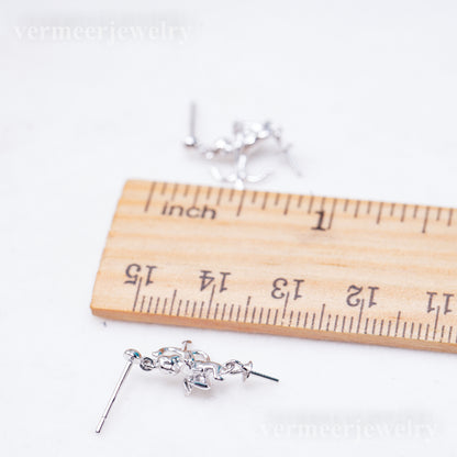 e010939 S925 pearl earring 925 sterling silver DIY 7-8mm Natural Freshwater pearl stud earring for women