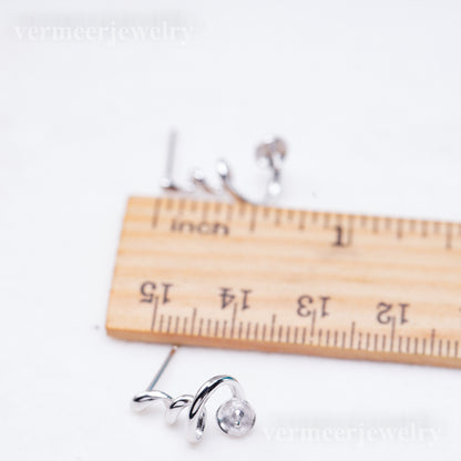 e010941 S925 pearl earring 925 sterling silver DIY 7-8mm Natural Freshwater pearl stud earring for women