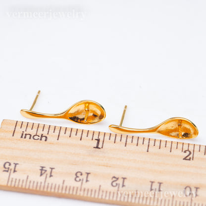 e010942 S925 pearl earring 925 sterling silver DIY 7-8mm Natural Freshwater pearl stud earring for women