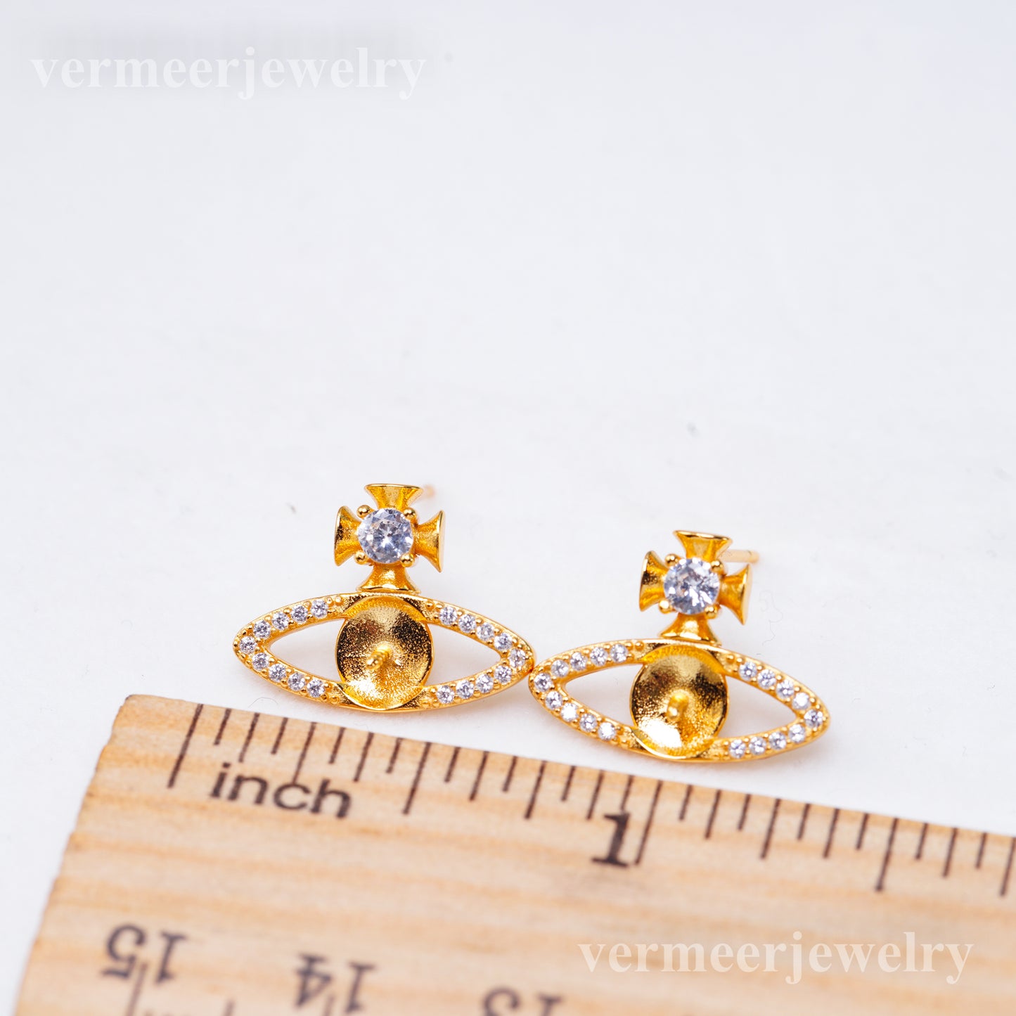 e010943 S925 pearl earring 925 sterling silver DIY 7-8mm Natural Freshwater pearl stud earring for women