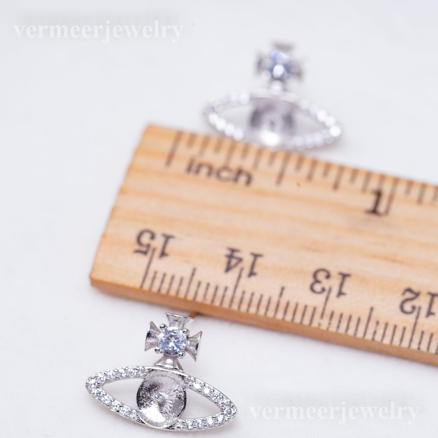 e010943 S925 pearl earring 925 sterling silver DIY 7-8mm Natural Freshwater pearl stud earring for women