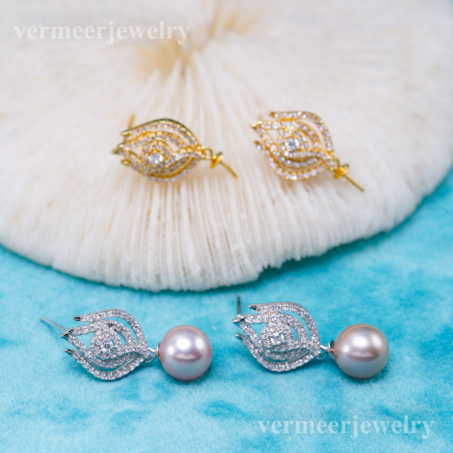 e010946 S925 pearl earring 925 sterling silver DIY 7-8mm Natural Freshwater pearl stud earring for women