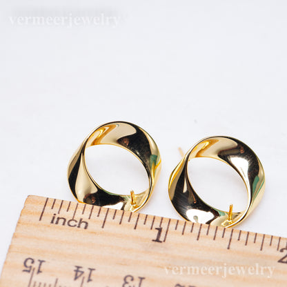 e010949 S925 pearl earring 925 sterling silver DIY 7-8mm Natural Freshwater pearl stud earring for women