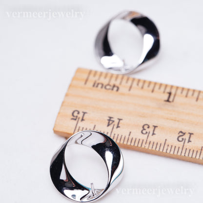 e010949 S925 pearl earring 925 sterling silver DIY 7-8mm Natural Freshwater pearl stud earring for women