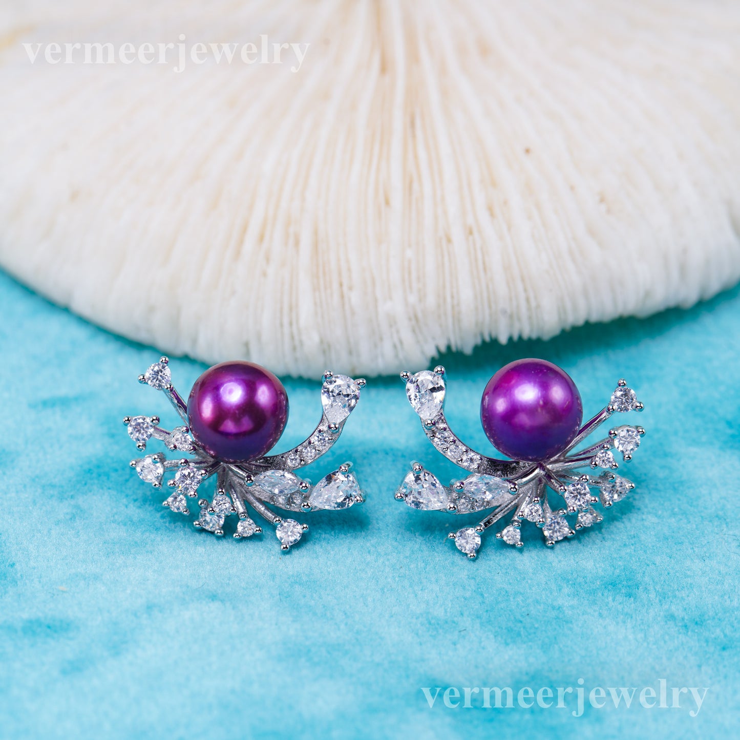 e010950 S925 pearl earring 925 sterling silver DIY 7-8mm Natural Freshwater pearl stud earring for women