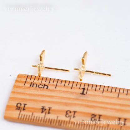 e010953 S925 pearl earring 925 sterling silver DIY 7-8mm Natural Freshwater pearl stud earring for women
