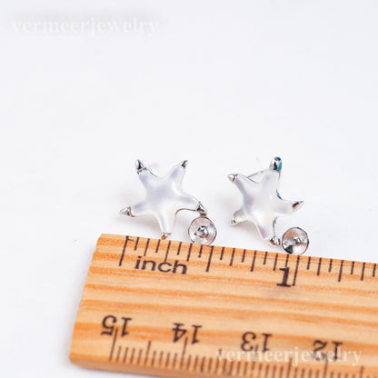 e010954 S925 pearl earring 925 sterling silver DIY 7-8mm Natural Freshwater pearl stud earring for women