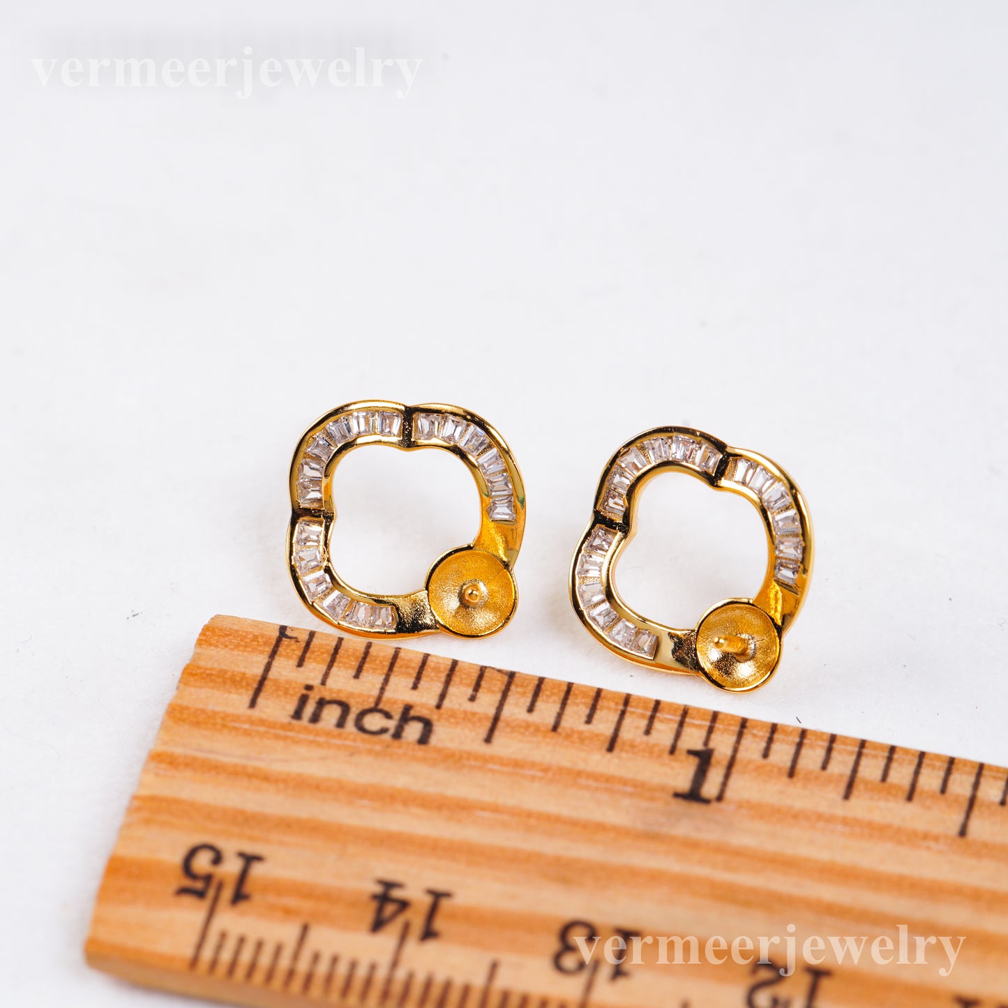 e010955 S925 pearl earring 925 sterling silver DIY 7-8mm Natural Freshwater pearl stud earring for women