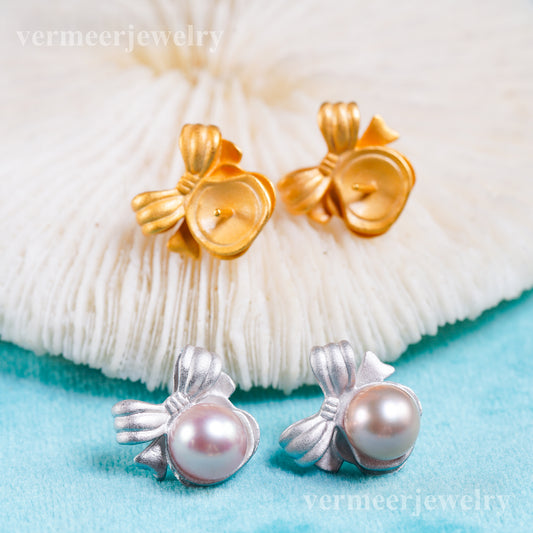 e010956 S925 pearl earring 925 sterling silver DIY 7-8mm Natural Freshwater pearl stud earring for women