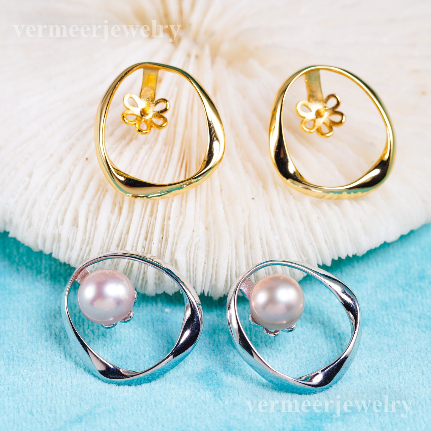 e010957 S925 pearl earring 925 sterling silver DIY 7-8mm Natural Freshwater pearl stud earring for women