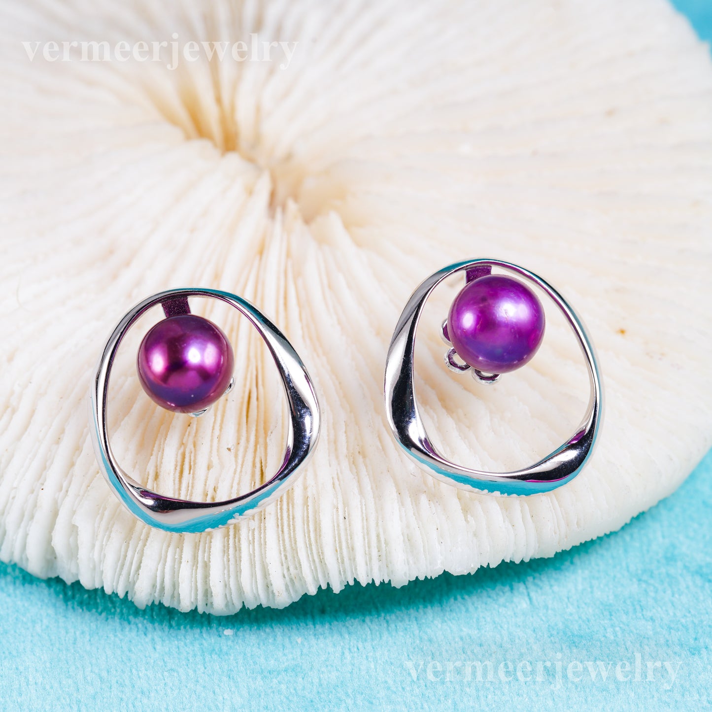 e010957 S925 pearl earring 925 sterling silver DIY 7-8mm Natural Freshwater pearl stud earring for women