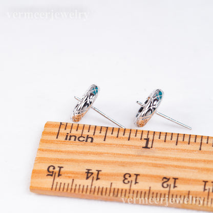 e010958 S925 pearl earring 925 sterling silver DIY 7-8mm Natural Freshwater pearl stud earring for women