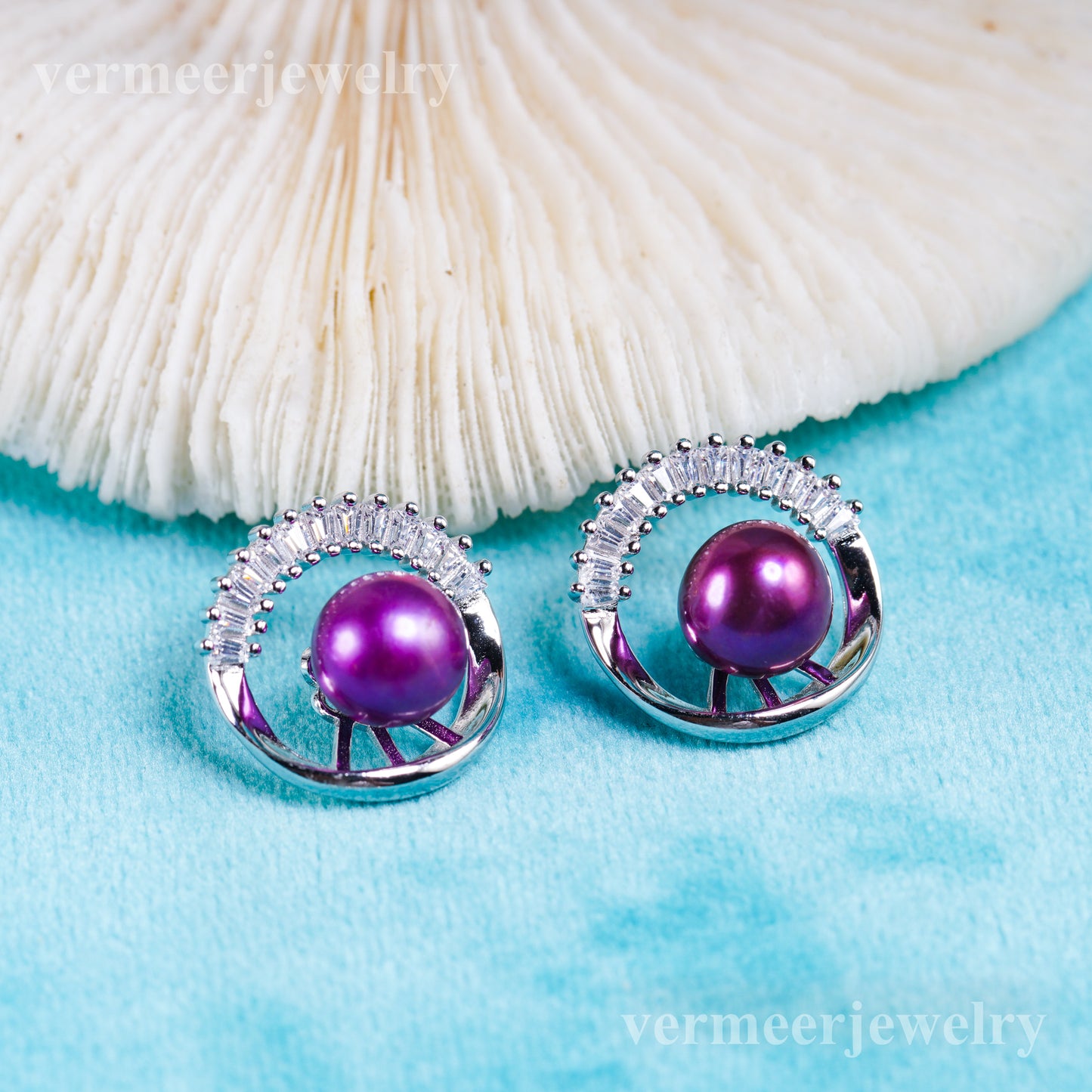 e010959 S925 pearl earring 925 sterling silver DIY 7-8mm Natural Freshwater pearl stud earring for women
