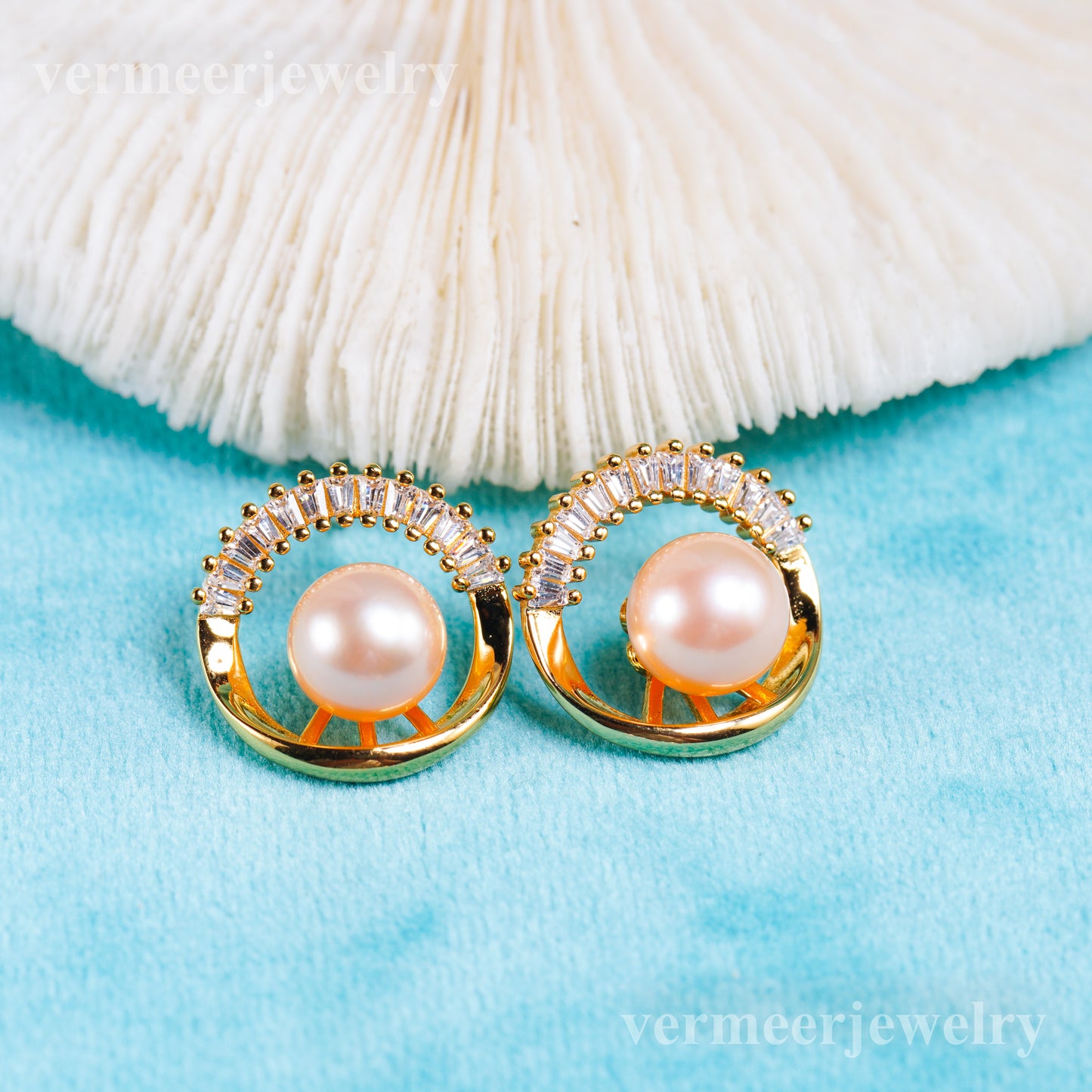 e010959 S925 pearl earring 925 sterling silver DIY 7-8mm Natural Freshwater pearl stud earring for women