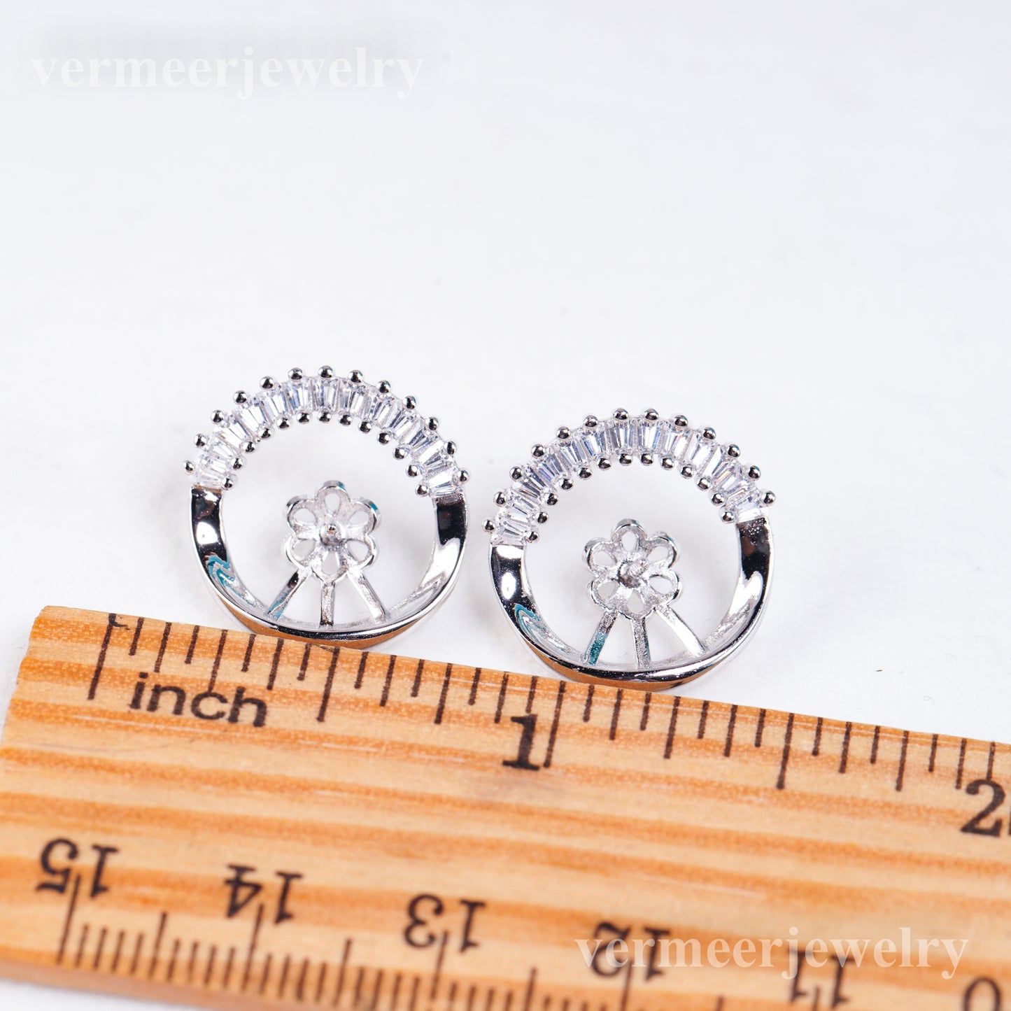 e010959 S925 pearl earring 925 sterling silver DIY 7-8mm Natural Freshwater pearl stud earring for women