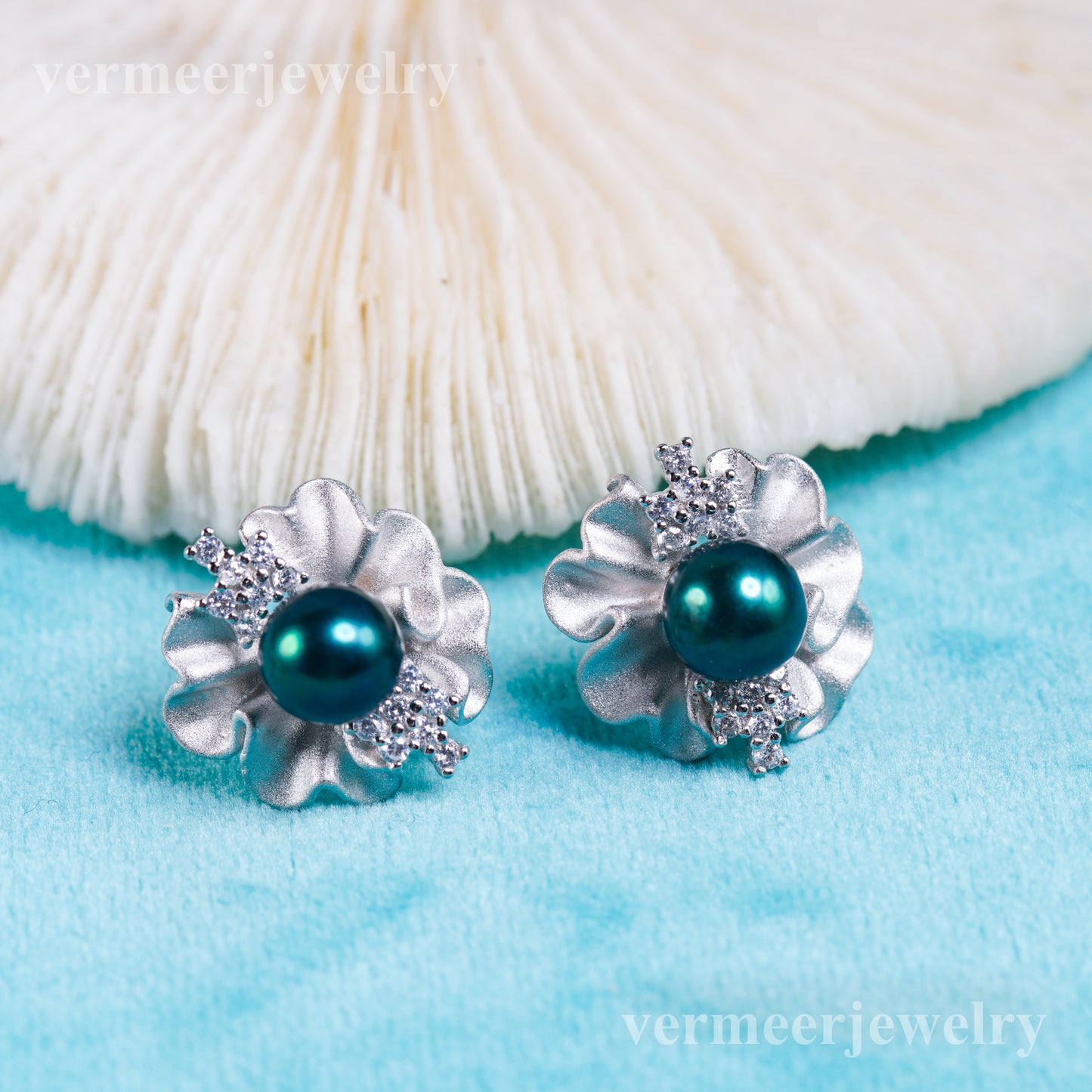 e010960 S925 pearl earring 925 sterling silver DIY 7-8mm Natural Freshwater pearl stud earring for women