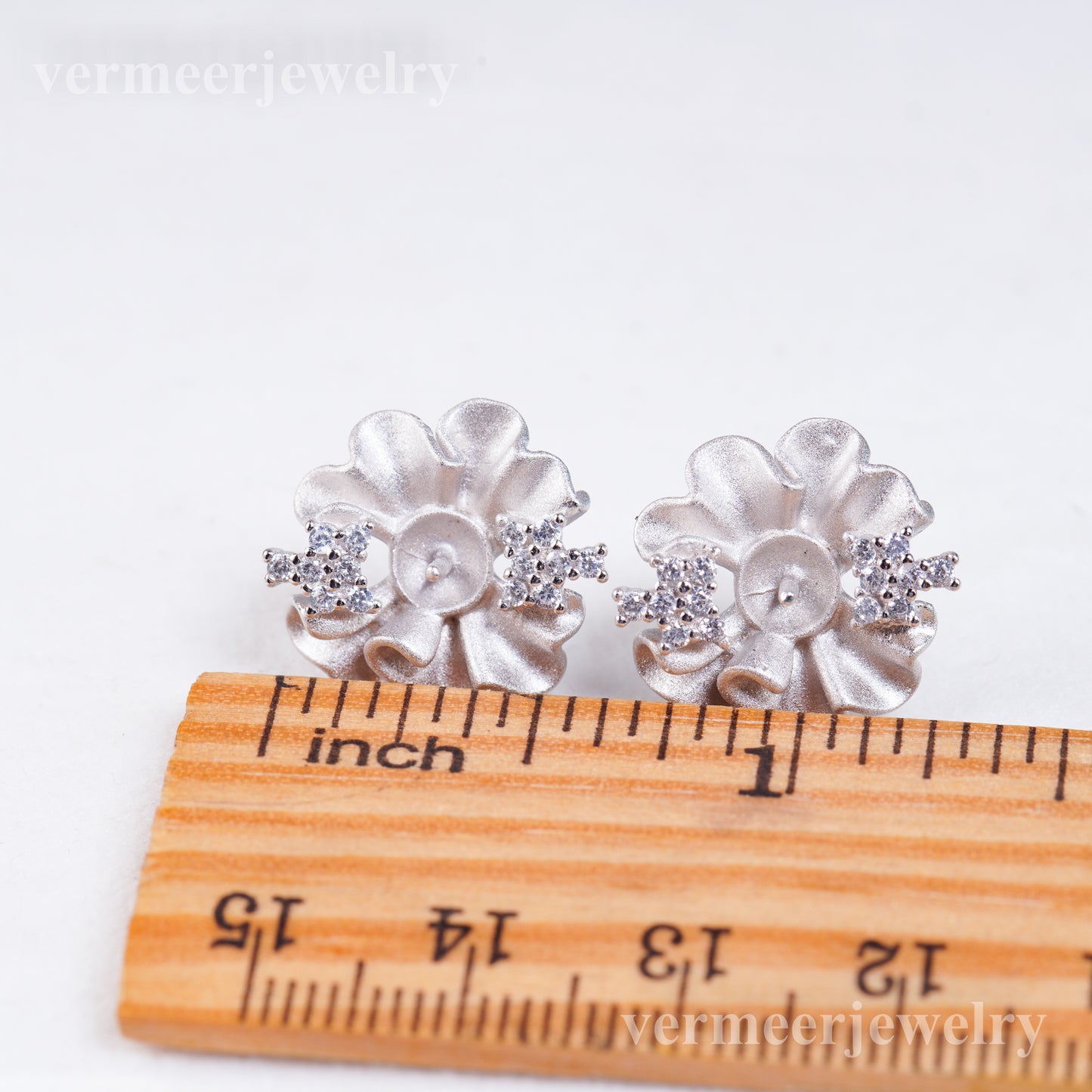 e010960 S925 pearl earring 925 sterling silver DIY 7-8mm Natural Freshwater pearl stud earring for women