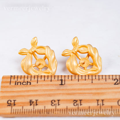 e010962 S925 pearl earring 925 sterling silver DIY 7-8mm Natural Freshwater pearl stud earring for women