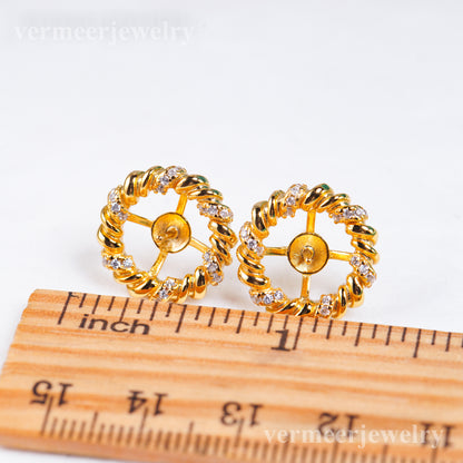 e010963 S925 pearl earring 925 sterling silver DIY 9-13mm Natural Freshwater pearl stud earring for women