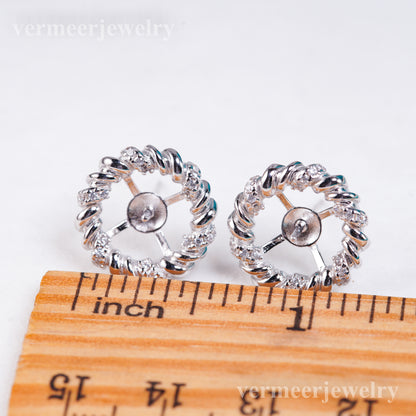 e010963 S925 pearl earring 925 sterling silver DIY 9-13mm Natural Freshwater pearl stud earring for women