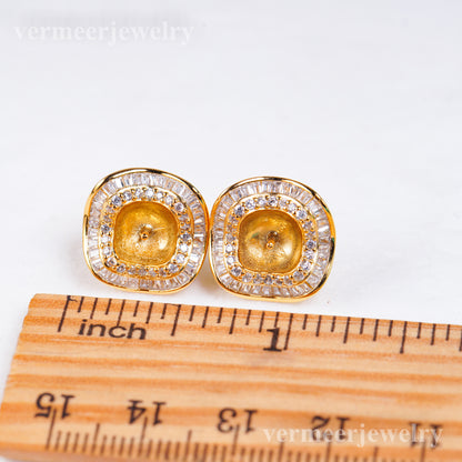 e010964 S925 pearl earring 925 sterling silver DIY 6-8mm Natural Freshwater pearl stud earring for women