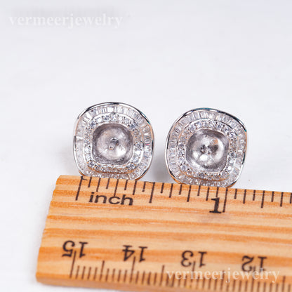 e010964 S925 pearl earring 925 sterling silver DIY 6-8mm Natural Freshwater pearl stud earring for women