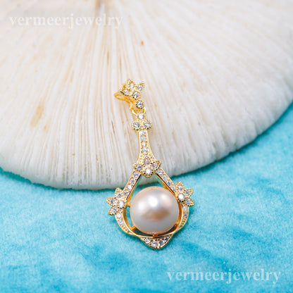 P011076 DIY 7-8mm Natural Freshwater pearl pendant accessory 925 sterling silver engagement jewelry necklace for women