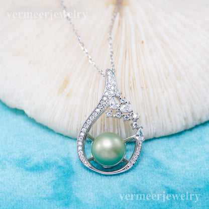 P011078 DIY 7-8mm Natural Freshwater pearl pendant accessory 925 sterling silver engagement jewelry necklace for women