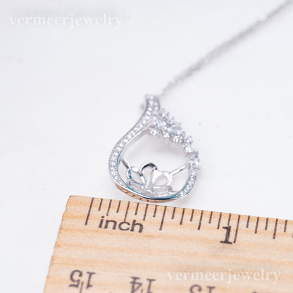 P011078 DIY 7-8mm Natural Freshwater pearl pendant accessory 925 sterling silver engagement jewelry necklace for women