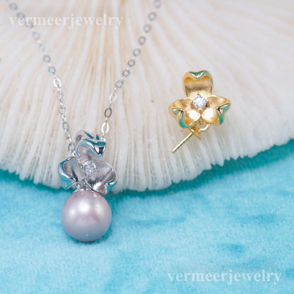 P011083 DIY 7-8mm Natural Freshwater pearl pendant accessory 925 sterling silver engagement jewelry necklace for women