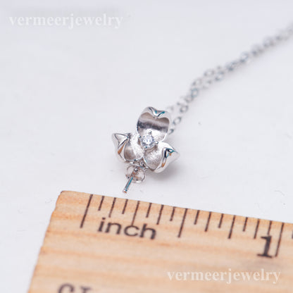 P011083 DIY 7-8mm Natural Freshwater pearl pendant accessory 925 sterling silver engagement jewelry necklace for women