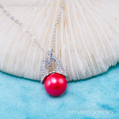 P011091 DIY 7-8mm Natural Freshwater pearl pendant accessory 925 sterling silver engagement jewelry necklace for women