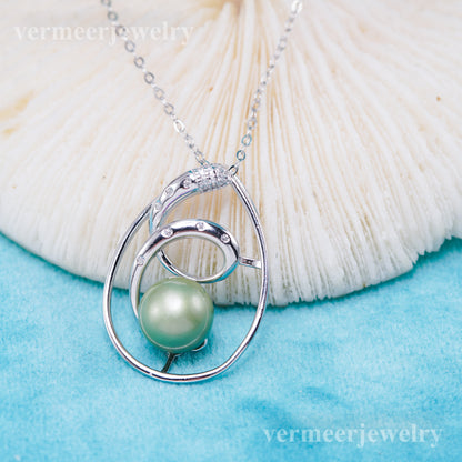 P011093 DIY 7-8mm Natural Freshwater pearl pendant accessory 925 sterling silver engagement jewelry necklace for women
