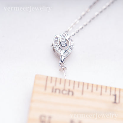 Pe011064  DIY 9-12mm Natural Freshwater pearl pendant accessory 925 sterling silver engagement jewelry necklace for women